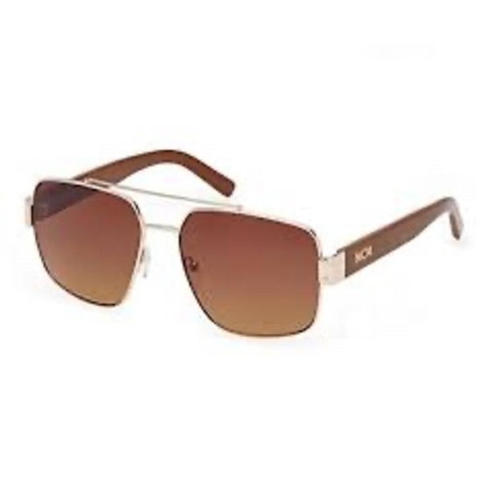 MCM MW0008 32F Gold Brown Square Navigator Sunglasses with Crossbody Case New